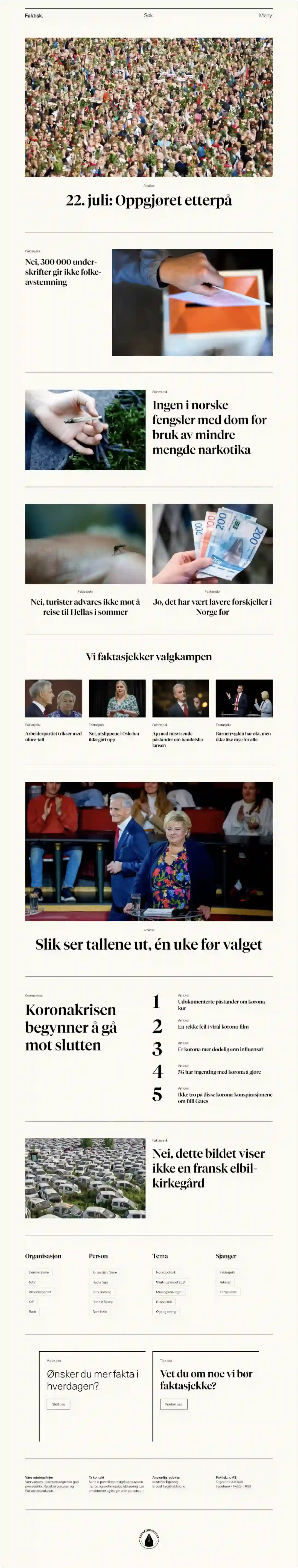 Skjermbilde fra nettsiden til faktisk.no