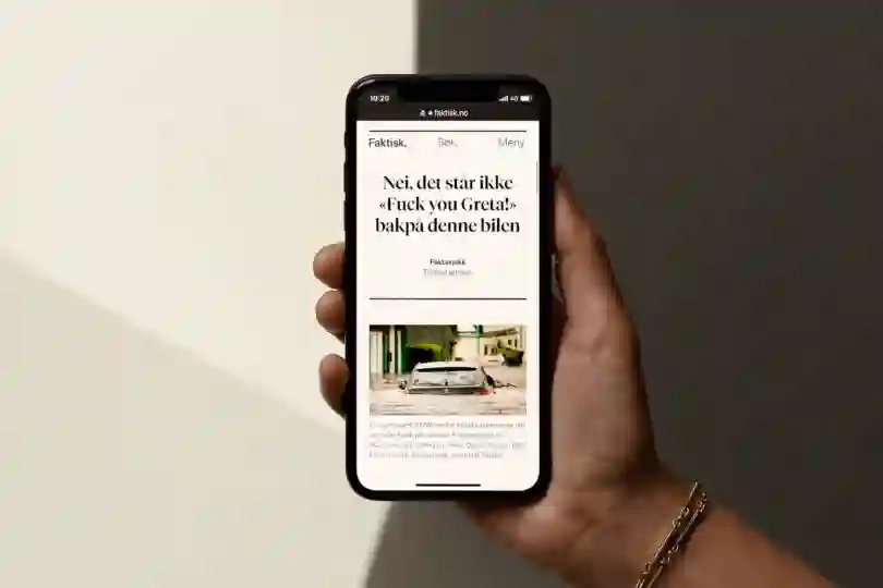 Faktisk.no nettstedet på mobil
