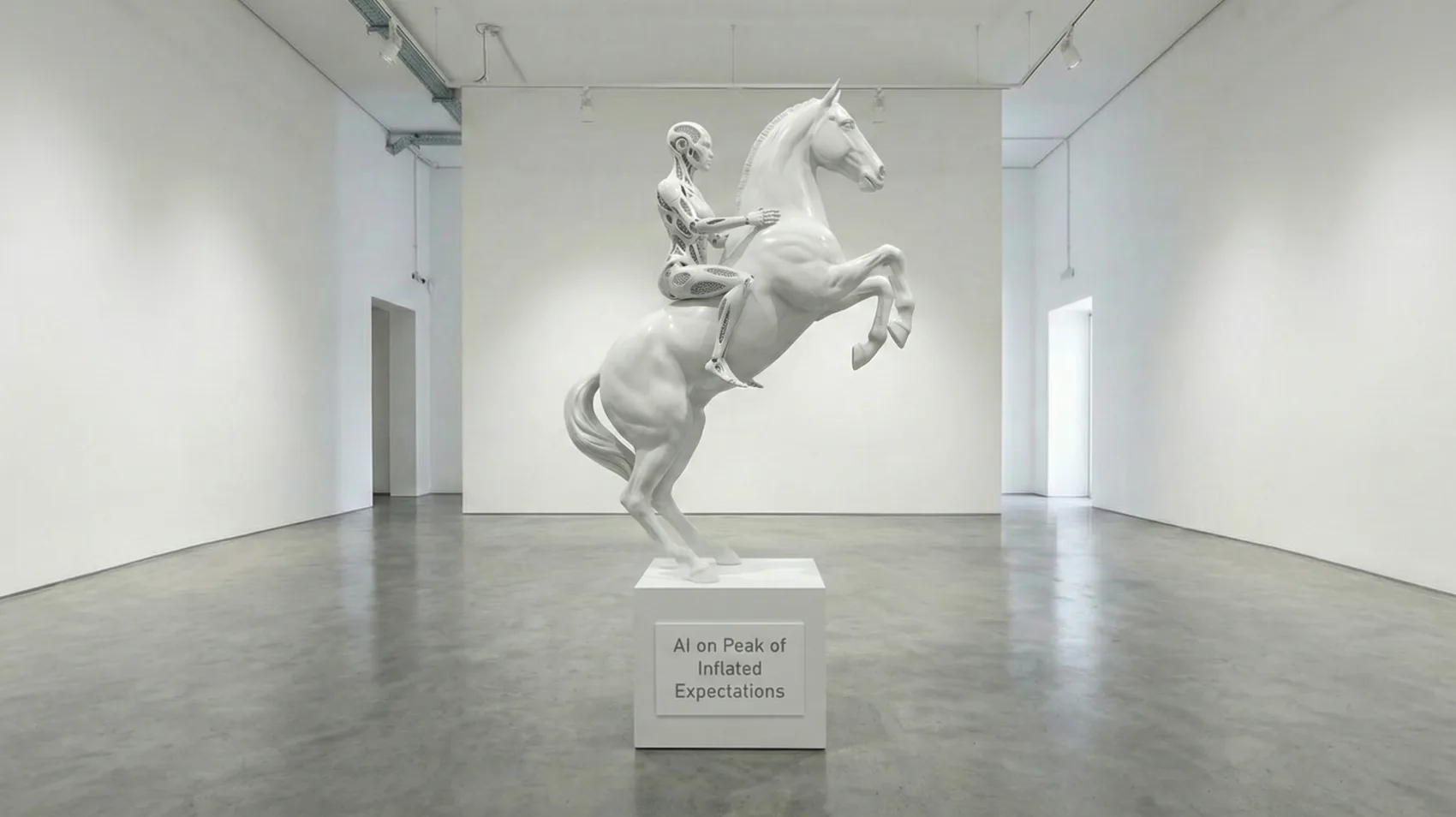 Bilde av AI-robot rir en hest som tar sats